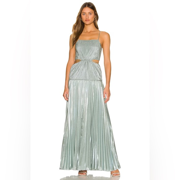 Jonathan Simkhai Daisy Plisse Maxi Dress Willow - Picture 2 of 12